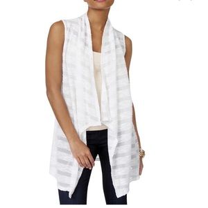 INC INTERNATIONAL CONCEPTS Vest White Striped Sheer NWT